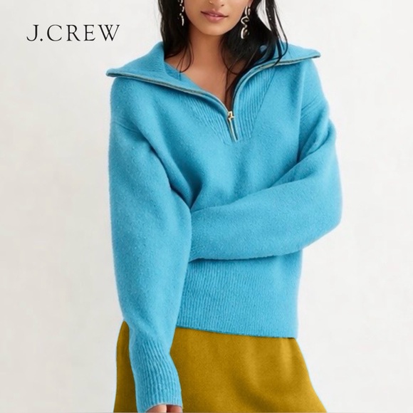 J. Crew Sweaters - J. Crew Half-Zip Sweater Sea Blue Medium NWT